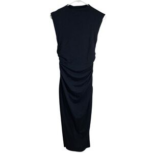 Abercrombie & Fitch Black Paloma Midi Dress Ruched Modal-Blend